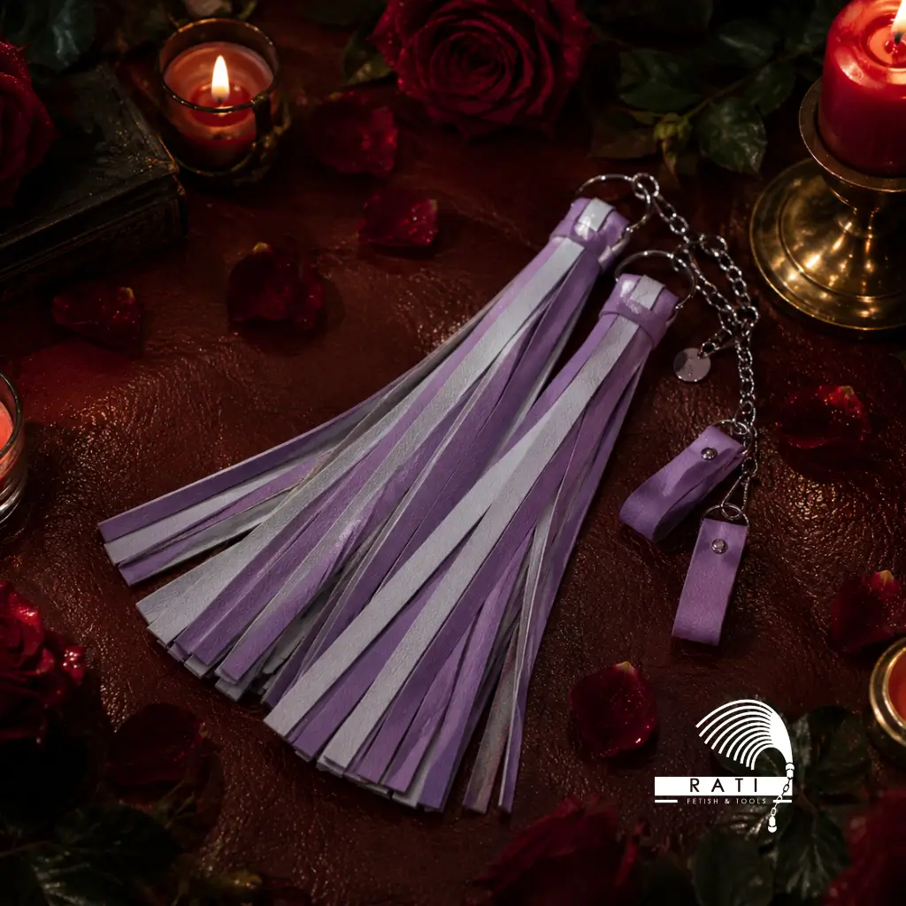 Set de Floggers Poi de Cuero – Goth Lila & Pastel Lavender (Par)