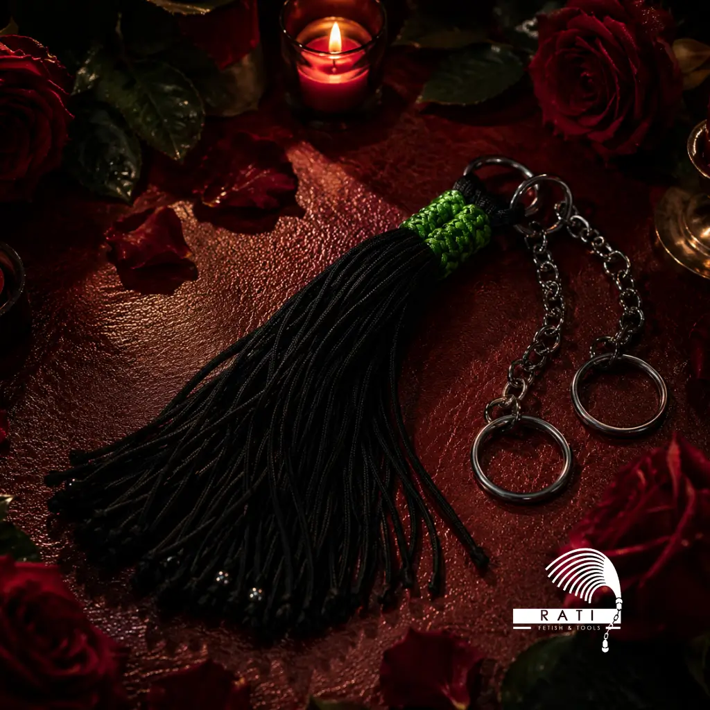 Flogger Poi de Paracord – Cyber Goth Black & Toxic Green
